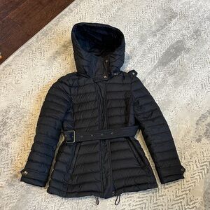 Burberry Black Quilted Puffer Coat with Hood